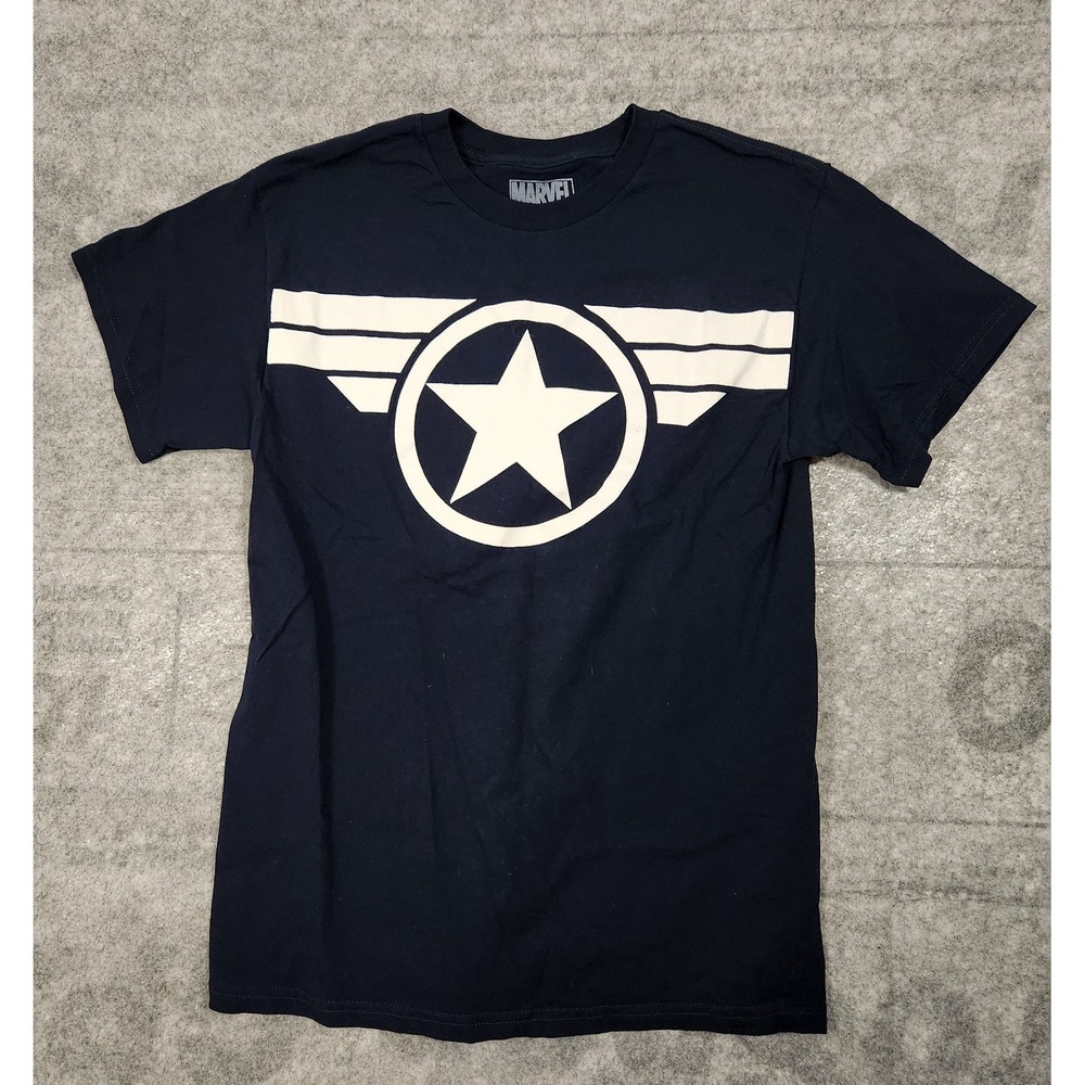 Marvel Tshirt Mens Size M Captain America blue Wings Logo